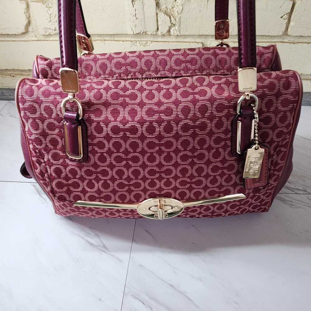 Rare Coach Madison Madeline Op Art Needle Point Satchel Handbag Purse